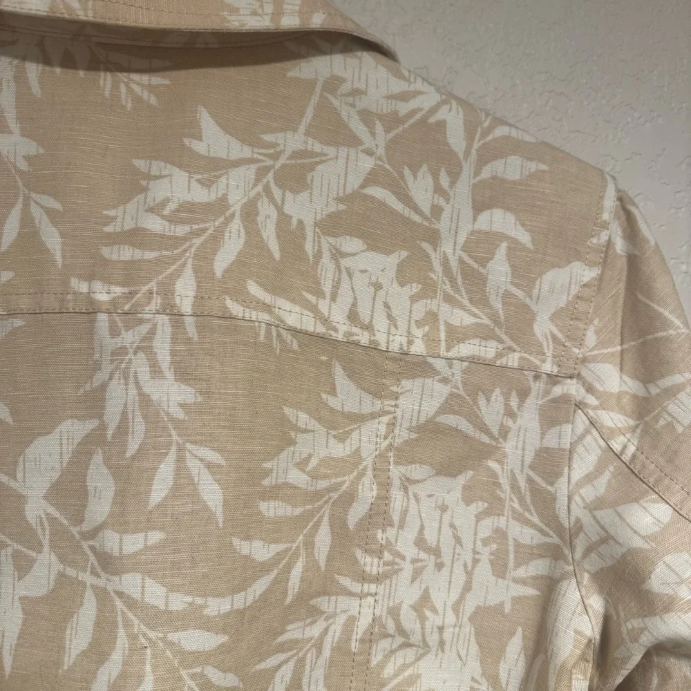 Croft & Barrow Beige Floral Linen and Cotton Blend Jacket